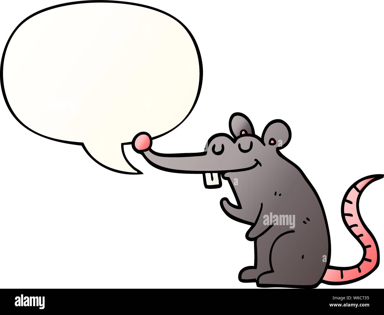 cartoon rat with speech bubble in smooth gradient style Stock Vector