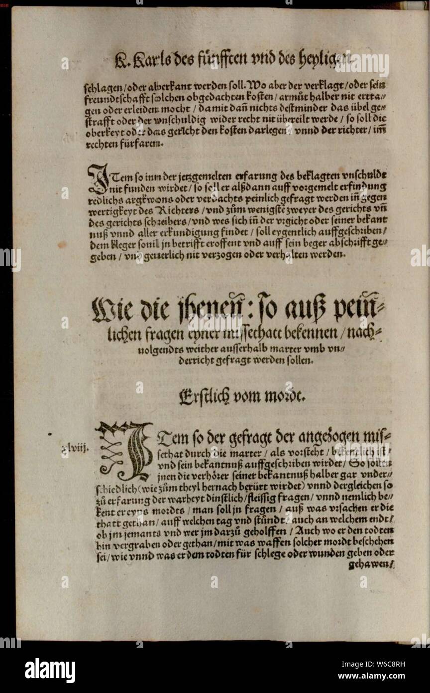 De Constitutio criminalis Carolina (1533) 034. Stock Photo
