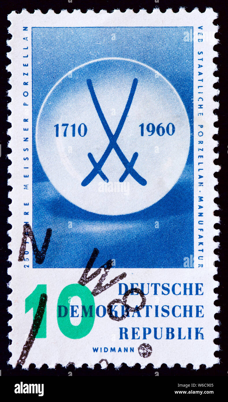 East Germany postage stamp - Teller Stock Photo