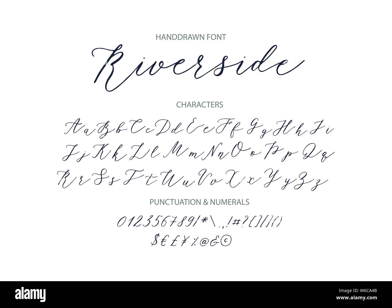 Riverside - handwritten Script font. Hand drawn brush style modern  calligraphy cursive typeface. Vector Brush type set Stock Vector Image &  Art - Alamy