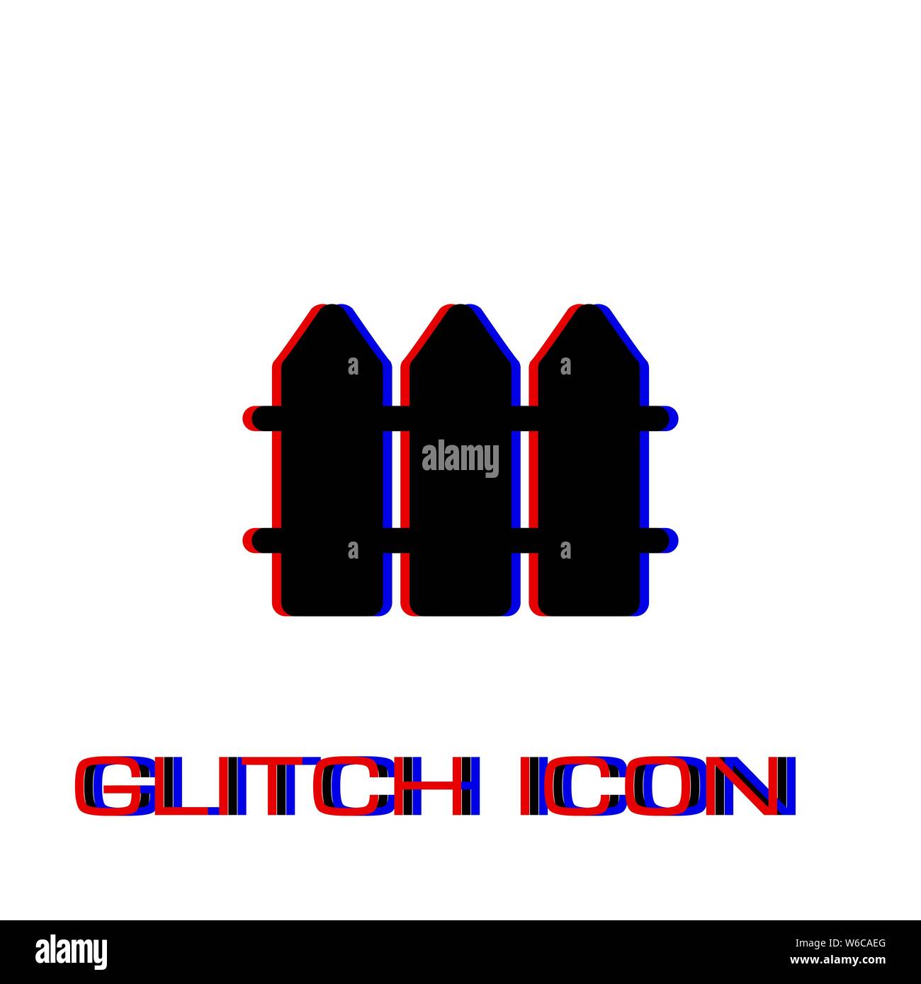 Fence icon flat. Simple pictogram - Glitch effect. Vector illustration symbol Stock Vector