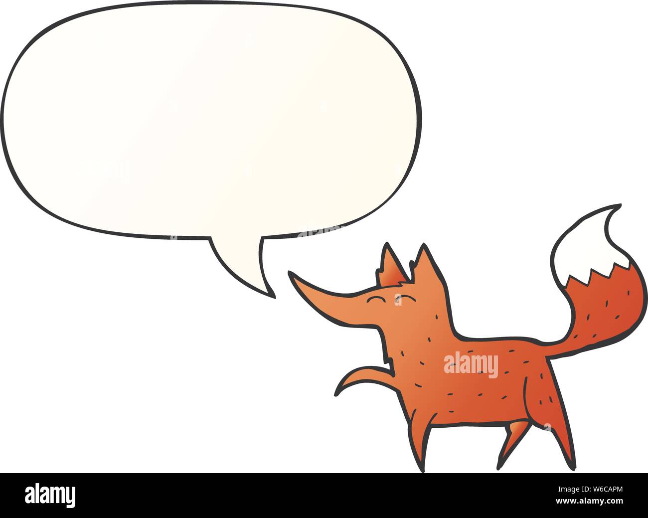 cartoon fox with speech bubble in smooth gradient style Stock Vector