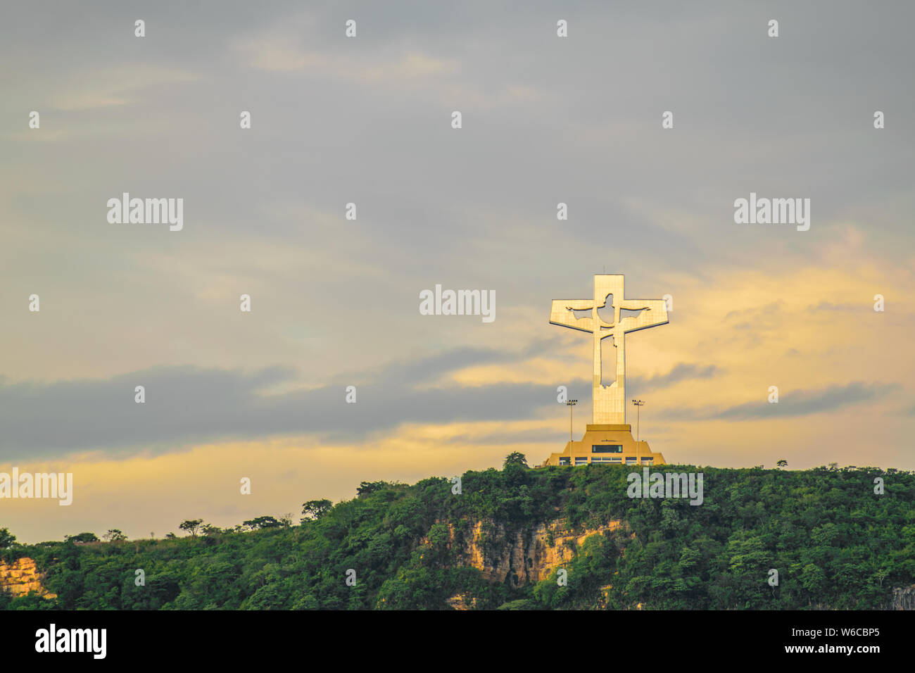 The Christ of Chiapas is a 203 foot tall cross located in village of Copoyo, overlooking the city of Tuxtla Gutiérrez, the capital of Chiapas. Stock Photo