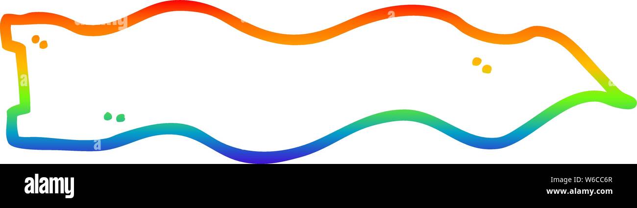 Rainbow Gradient Line Drawing Of A Cartoon Waving Banner Stock