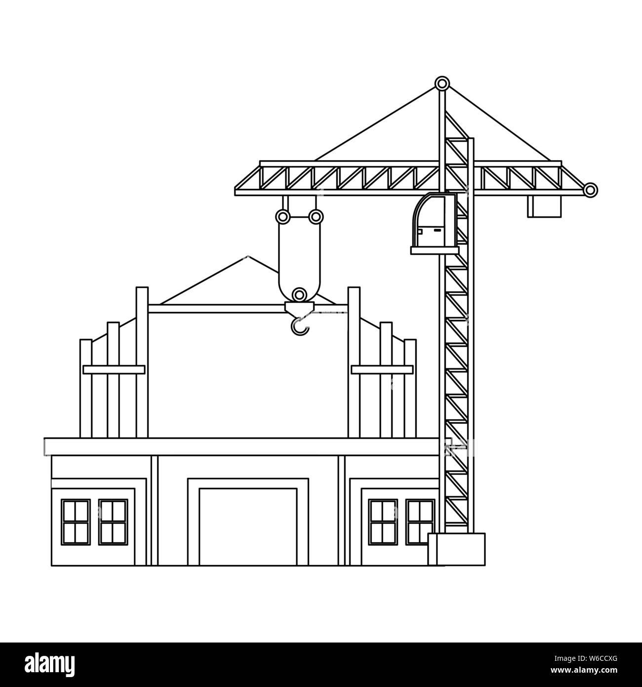 construction architectural engineering work cartoon in black and white