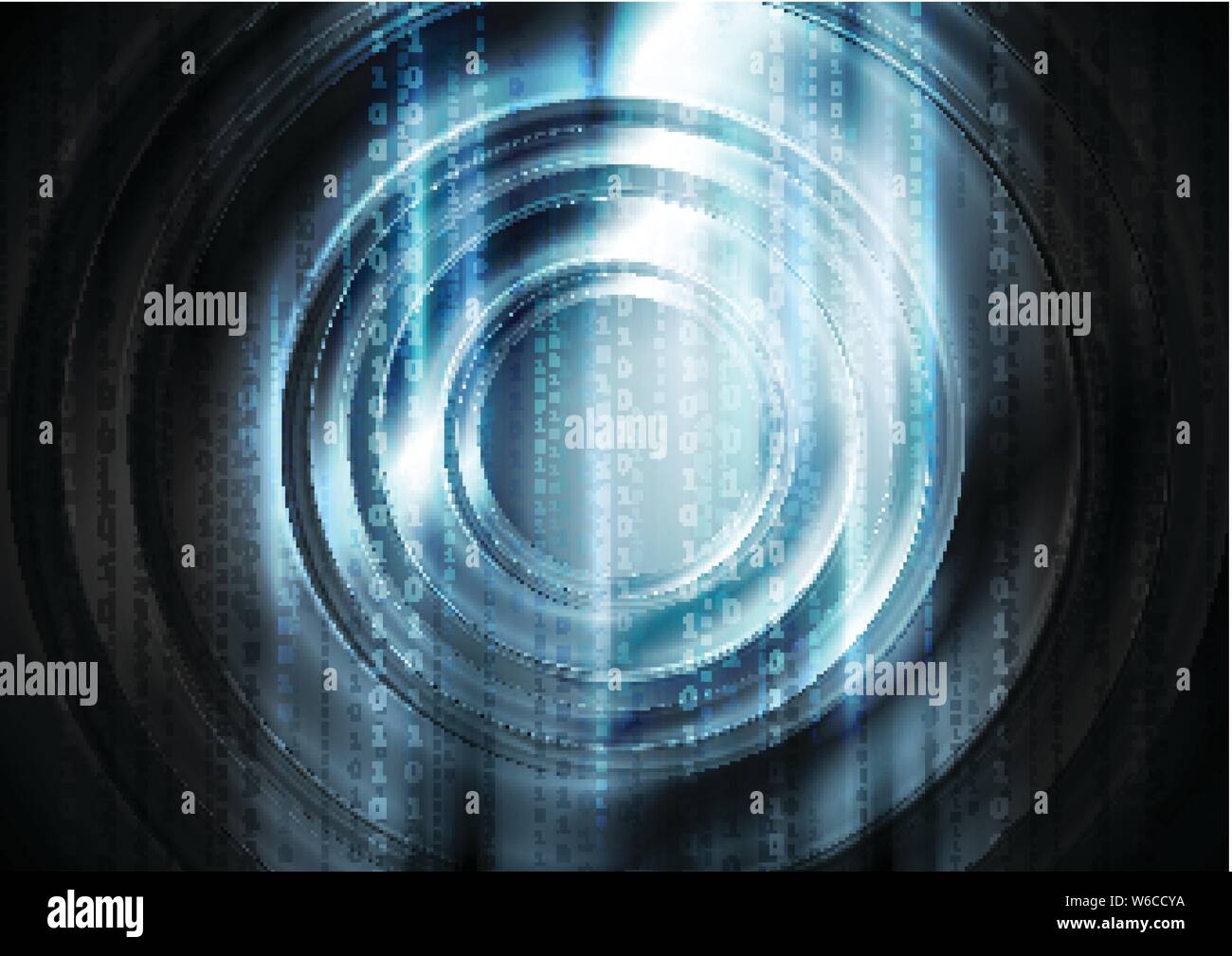 Abstract tech glowing blue background with circles. Vector template ...