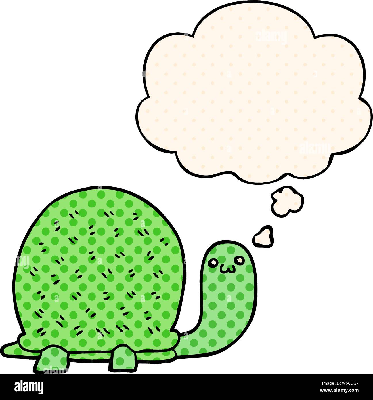 cute cartoon turtle with thought bubble in comic book style Stock Vector