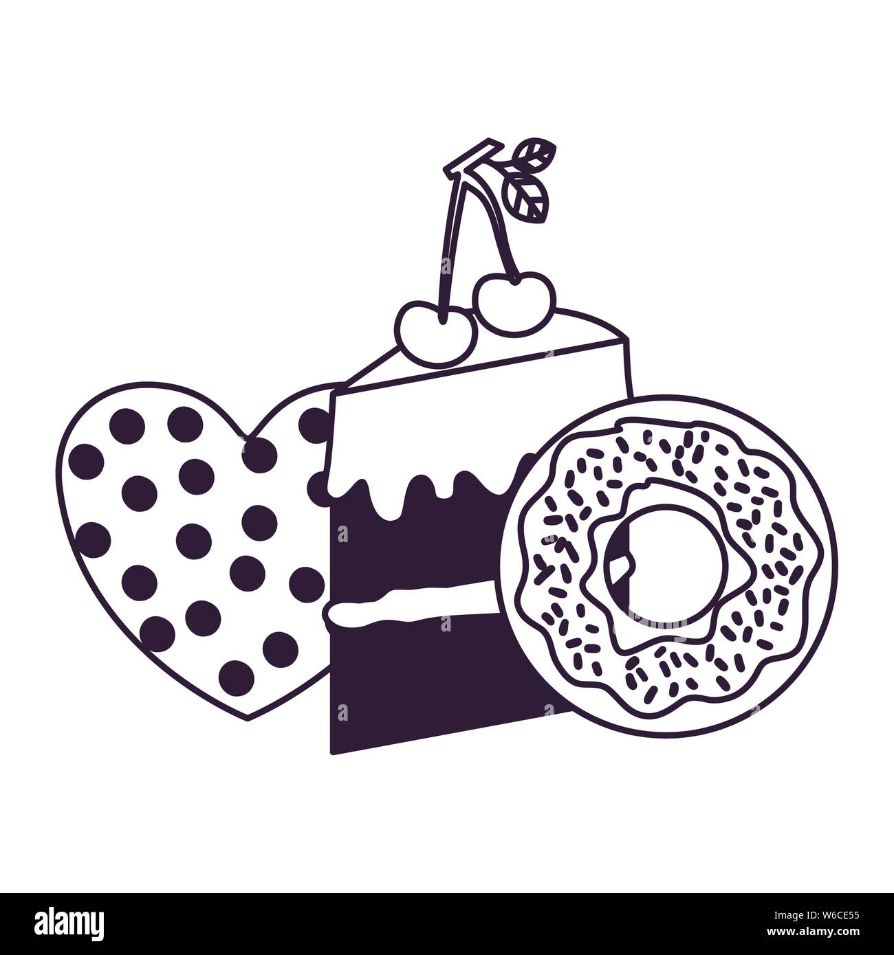 silhouette of delicious bakery cakes and cookies Stock Vector Image ...