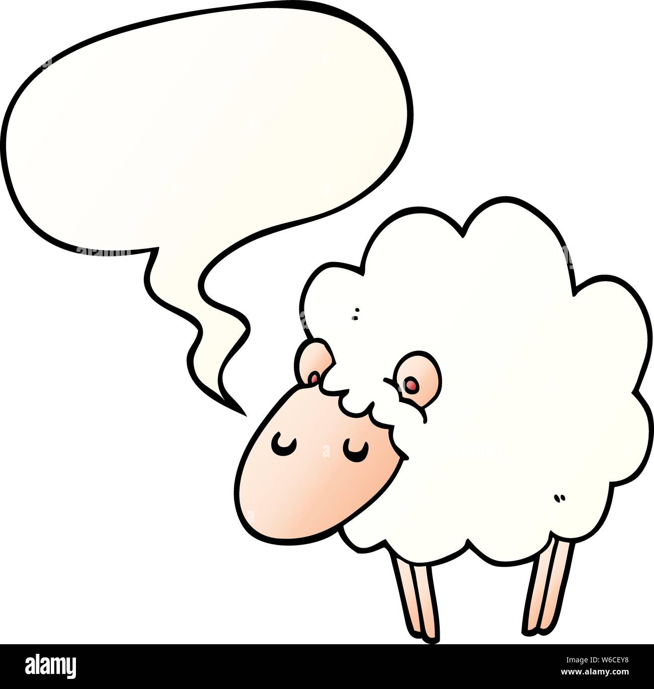 cartoon sheep with speech bubble in smooth gradient style Stock Vector