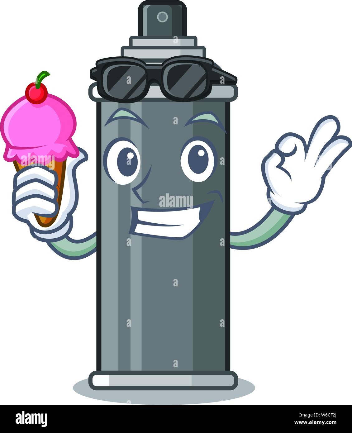 With ice cream hair spray in the cartoon shape vector illustration