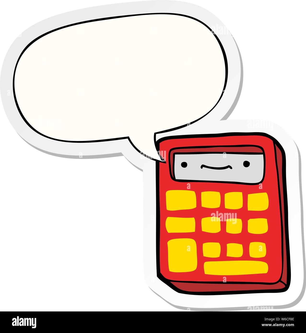 cartoon calculator with speech bubble sticker Stock Vector Image & Art -  Alamy