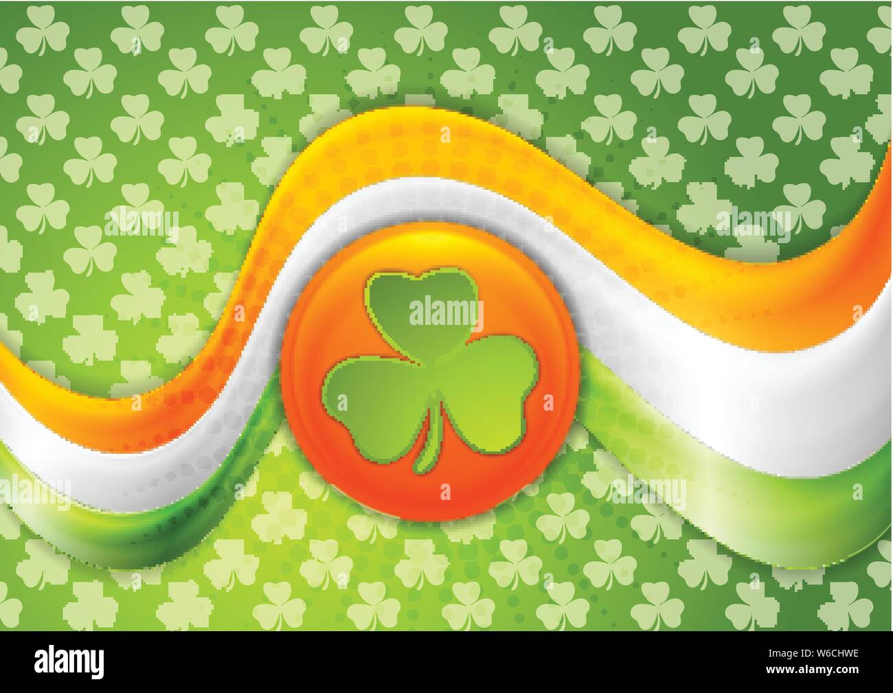 St. Patricks Day bright abstract wavy background. Vector design Stock Vector