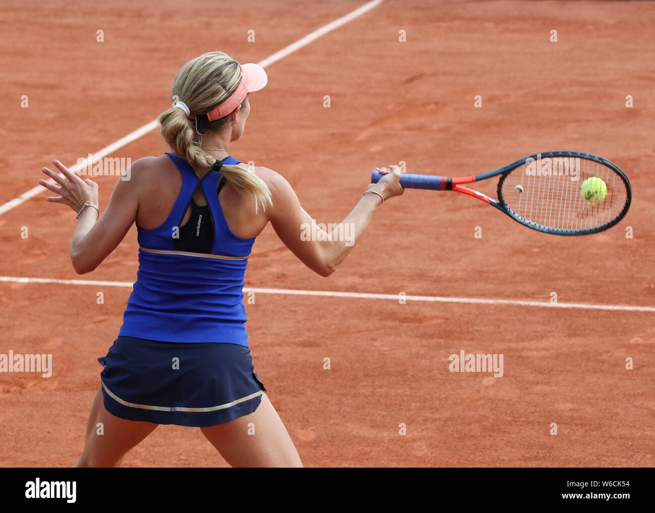 American Tennis Player Danielle Collins Playing Forehand Shot During French Open 2019 Paris France Stock Photo Alamy