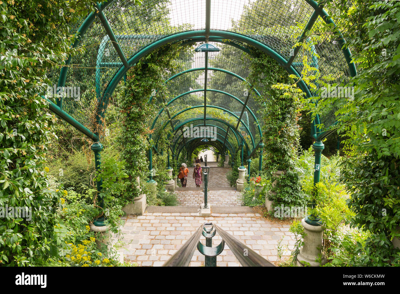 Paris park Parc de Belleville in the 20th arrondissement of Paris, France, Europe Stock Photo