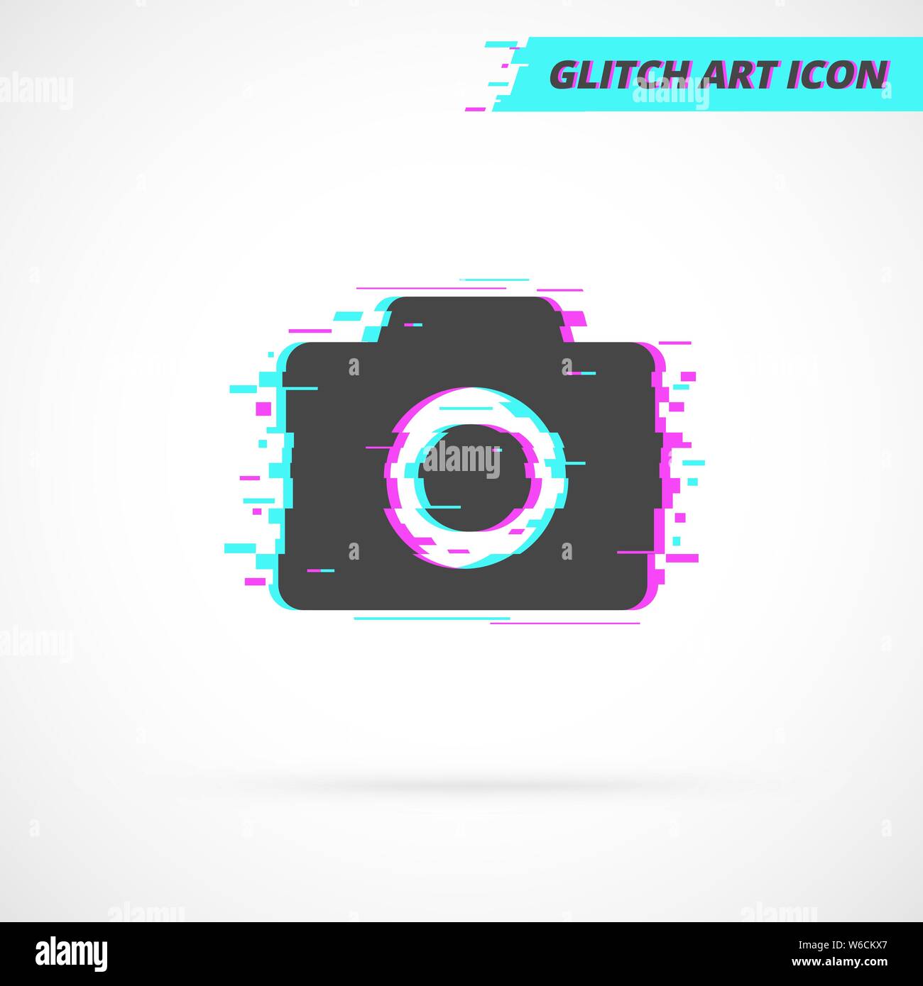 Photo Camera Glitch Art Vector Icon. Stock Vector