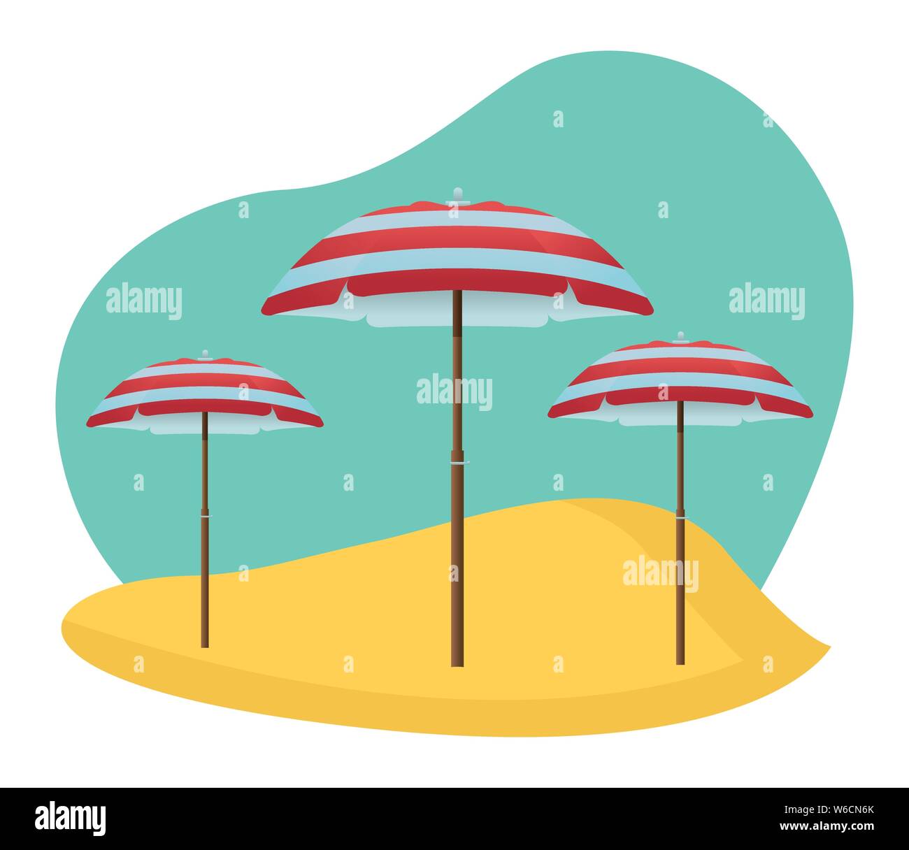 Beach striped umbrellas open in sand Stock Vector Image & Art - Alamy