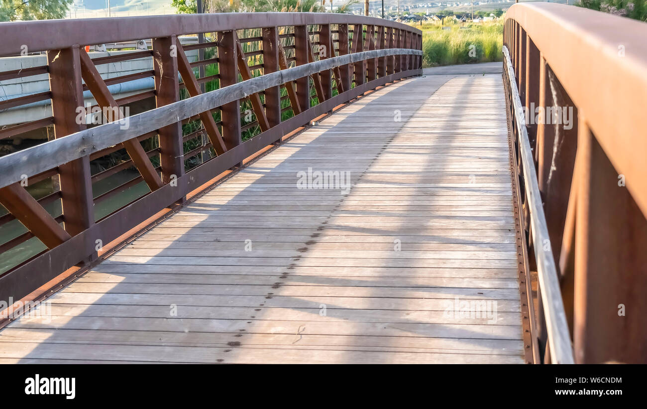Long wooden rail bridge hi-res stock photography and images - Alamy