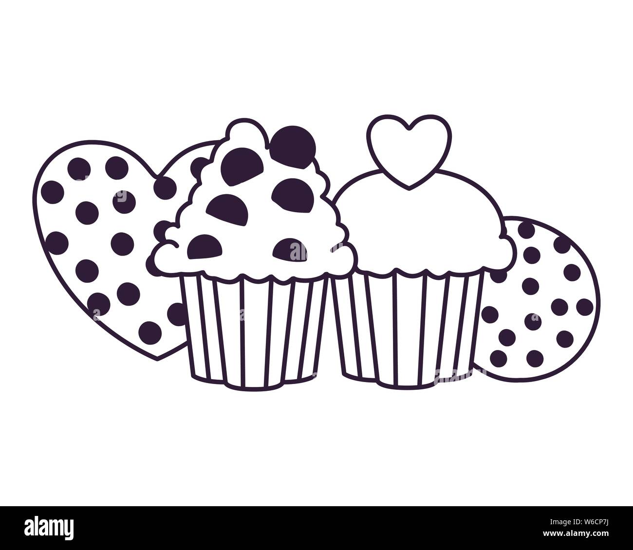 silhouette of delicious bakery cakes and cookies Stock Vector Image ...