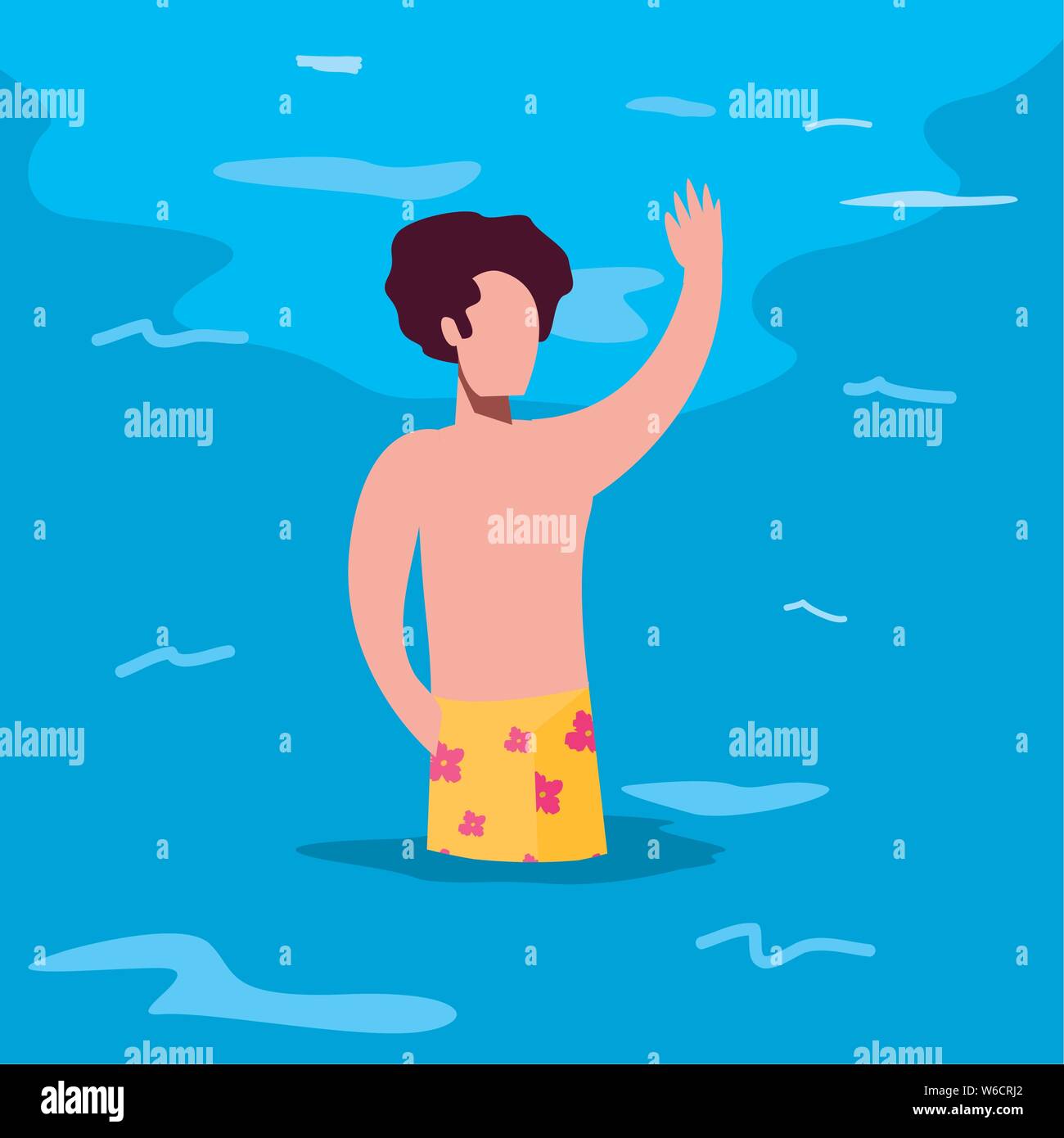 man in the beach ocean summer time vacations design vector illustration ...