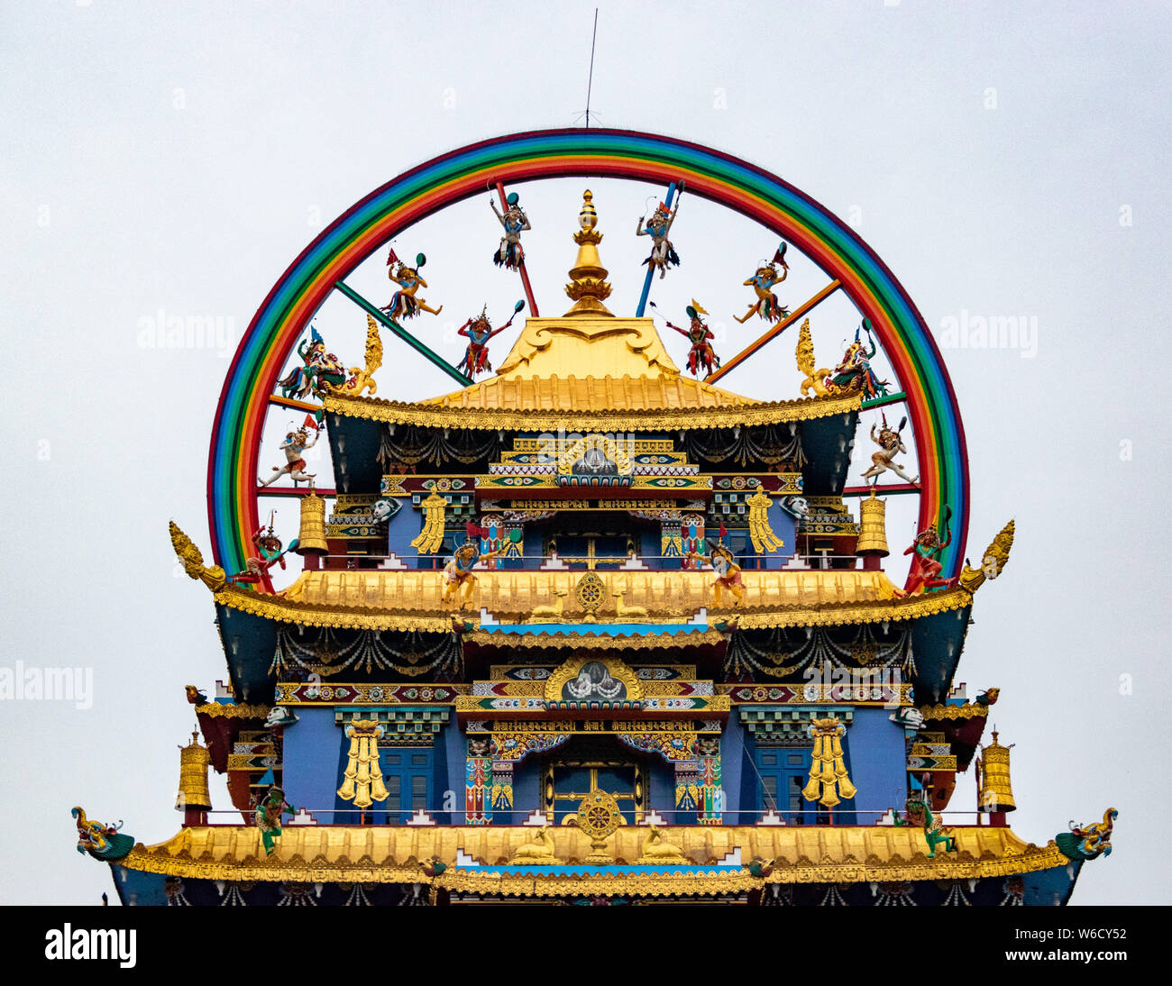 The Namdroling Nyingmapa Monastery is the largest teaching center of the Nyingma lineage of Tibetan Buddhism in the world. Stock Photo