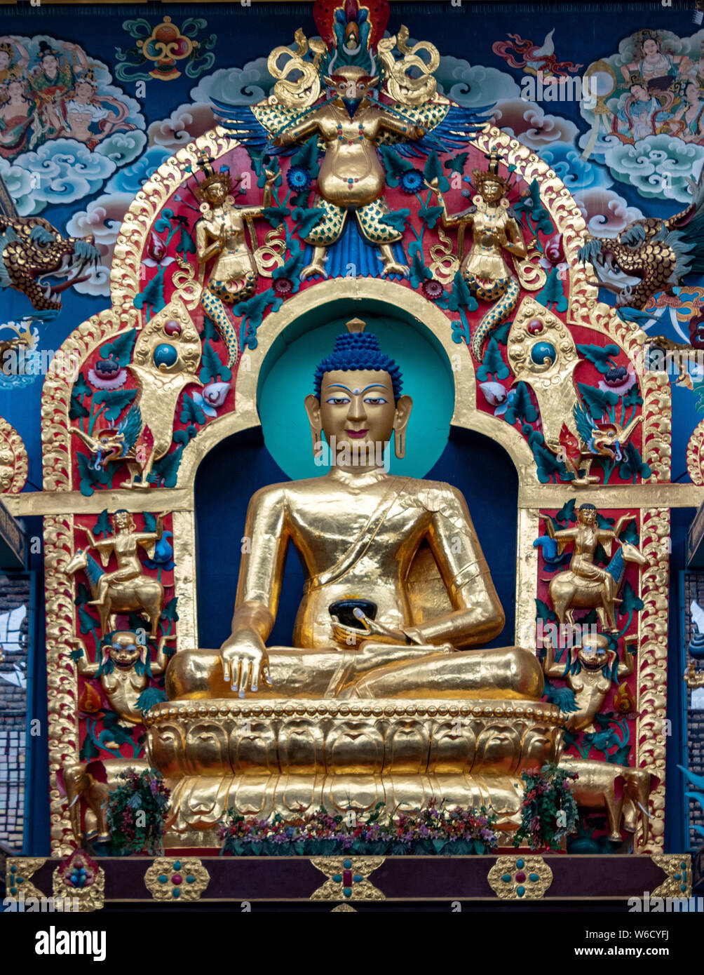 The Namdroling Nyingmapa Monastery is the largest teaching center of the Nyingma lineage of Tibetan Buddhism in the world. Stock Photo