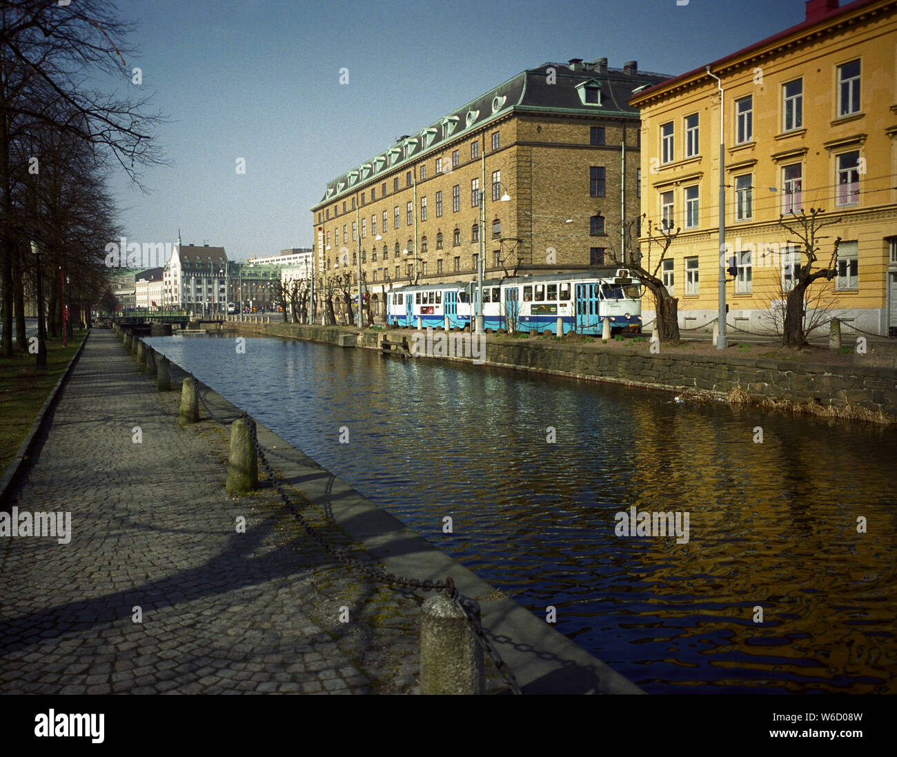 The small canal that flows along Stampgatan towards Drottningtorget in central Gothenburg, Sweden Stock Photo