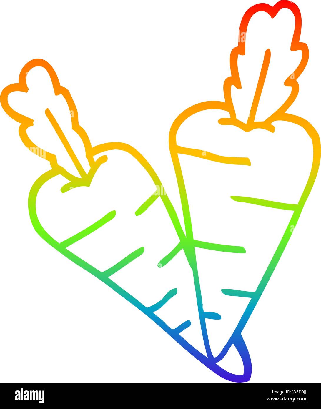 rainbow gradient line drawing of a cartoon carrots Stock Vector Image & Art  - Alamy