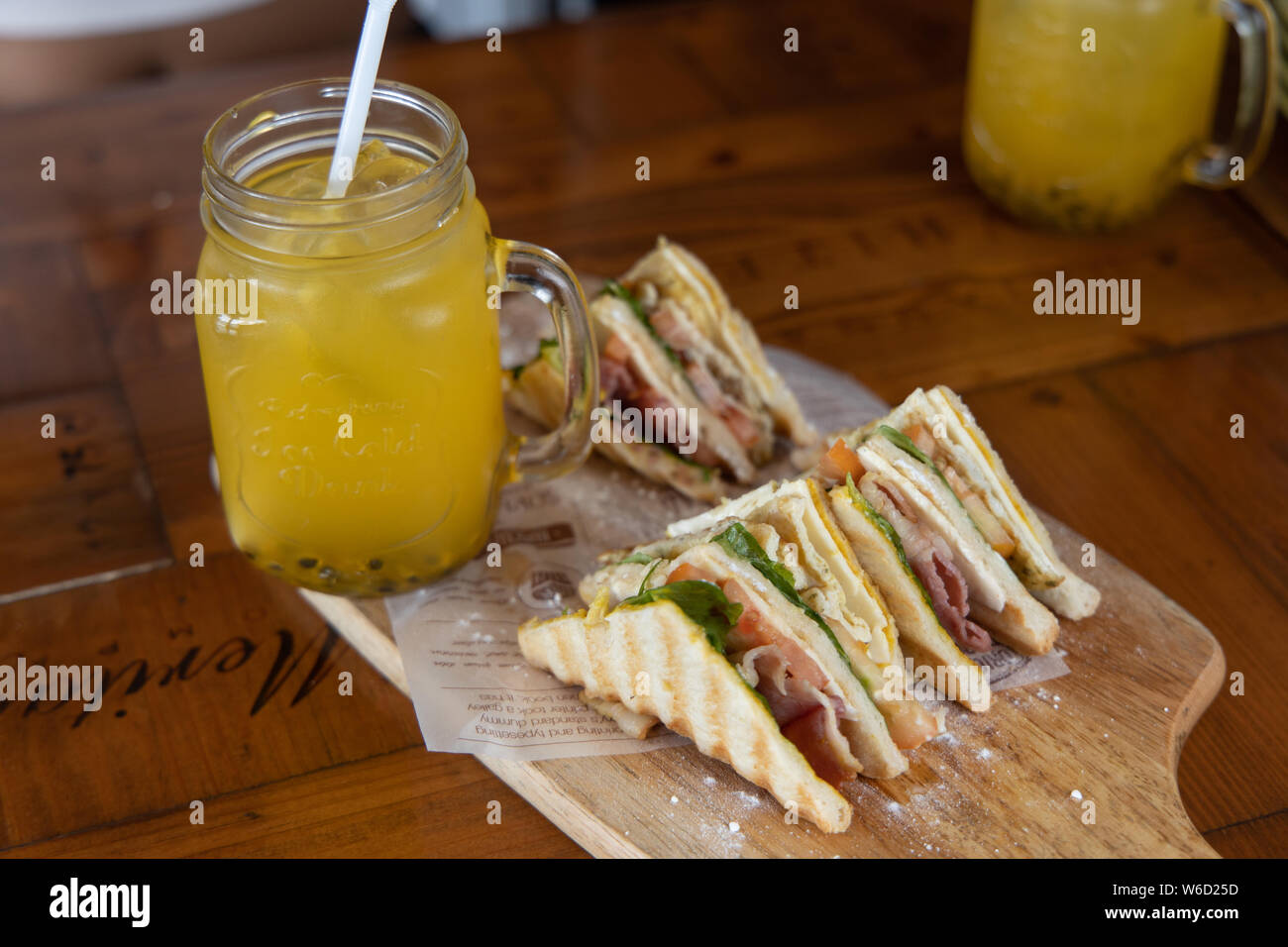 club Sandwich with juice, Philippines Stock Photo Alamy
