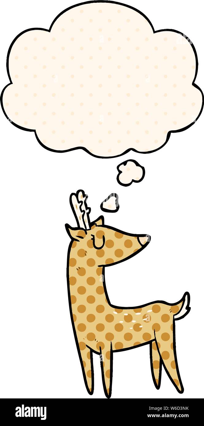 cartoon deer with thought bubble in comic book style Stock Vector