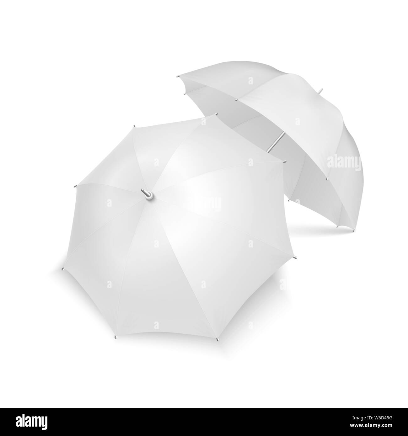 Vector 3d Realistic Render White Blank Umbrella Icon Set Closeup ...