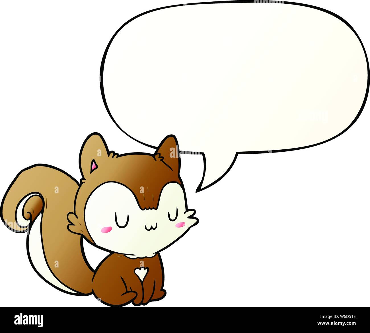 cartoon squirrel with speech bubble in smooth gradient style Stock Vector