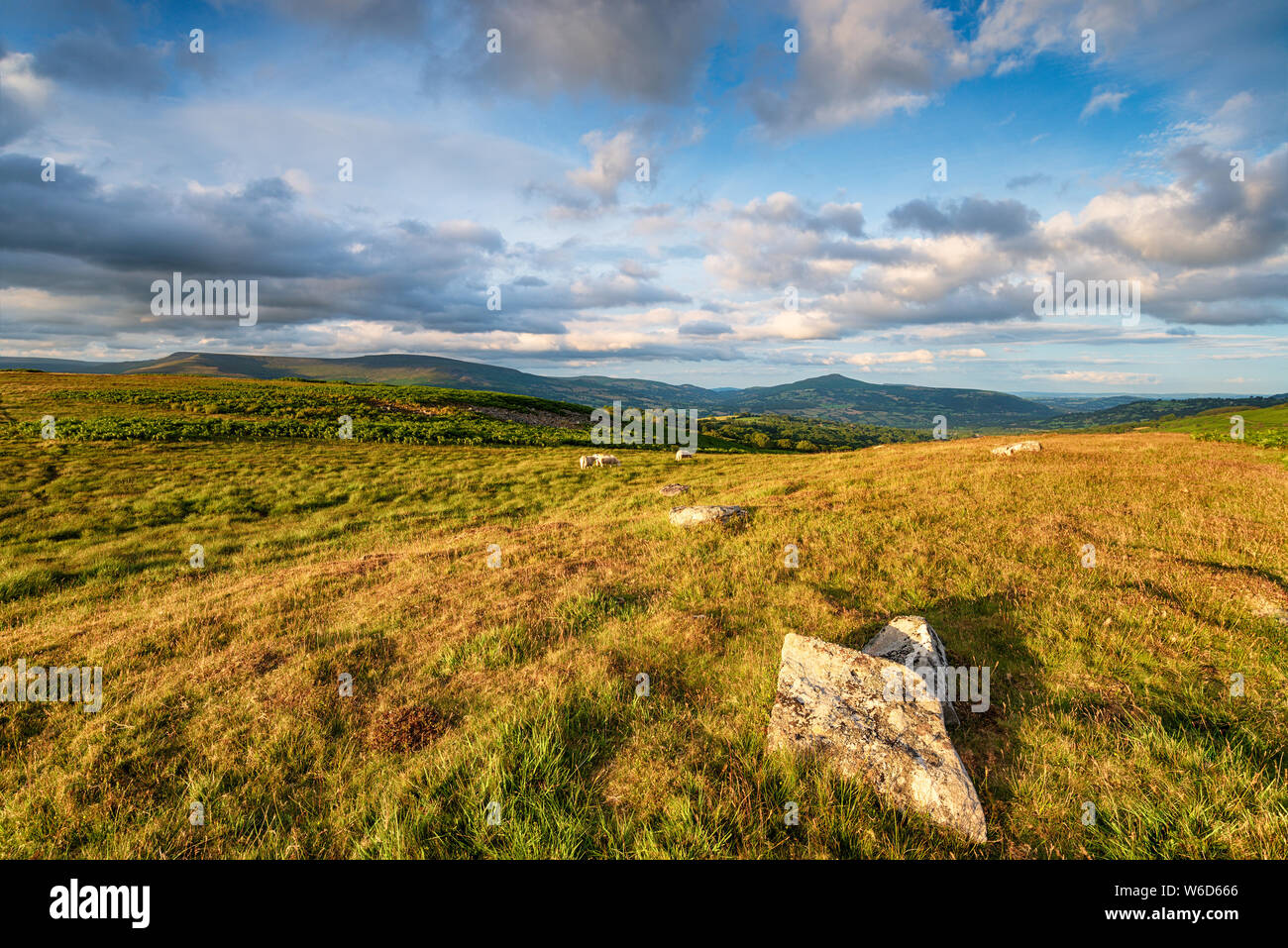 Wild moorland under a dramatic sky near Llangattock in the Brecon ...
