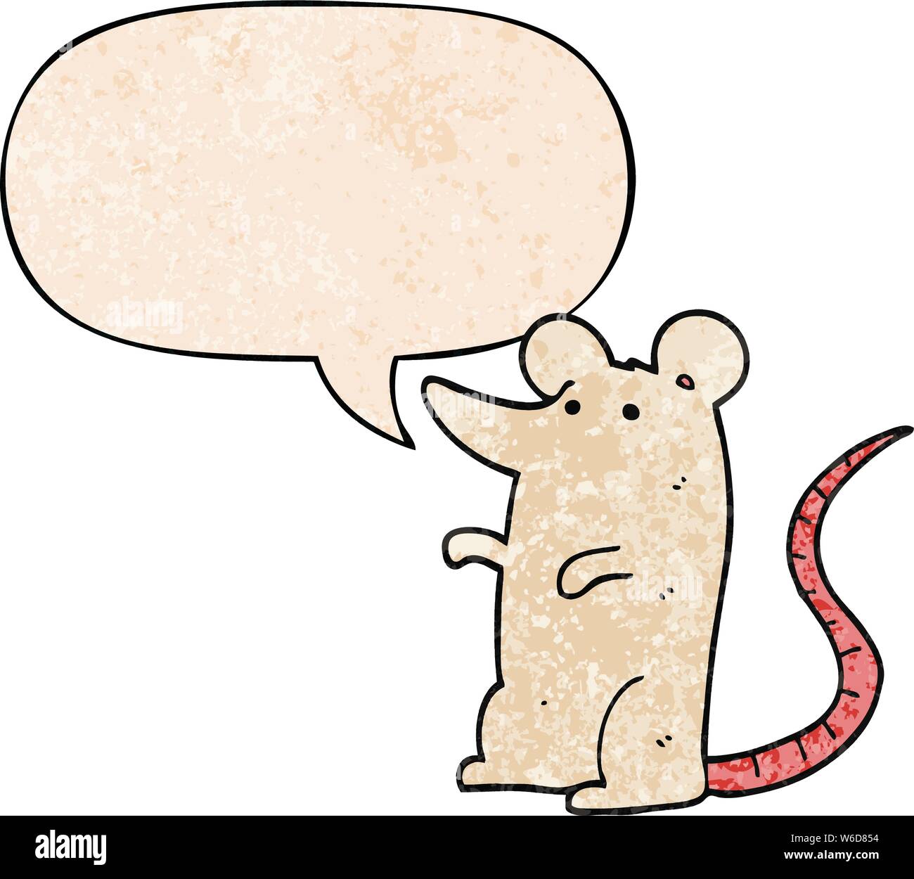 cartoon rat with speech bubble in retro texture style Stock Vector