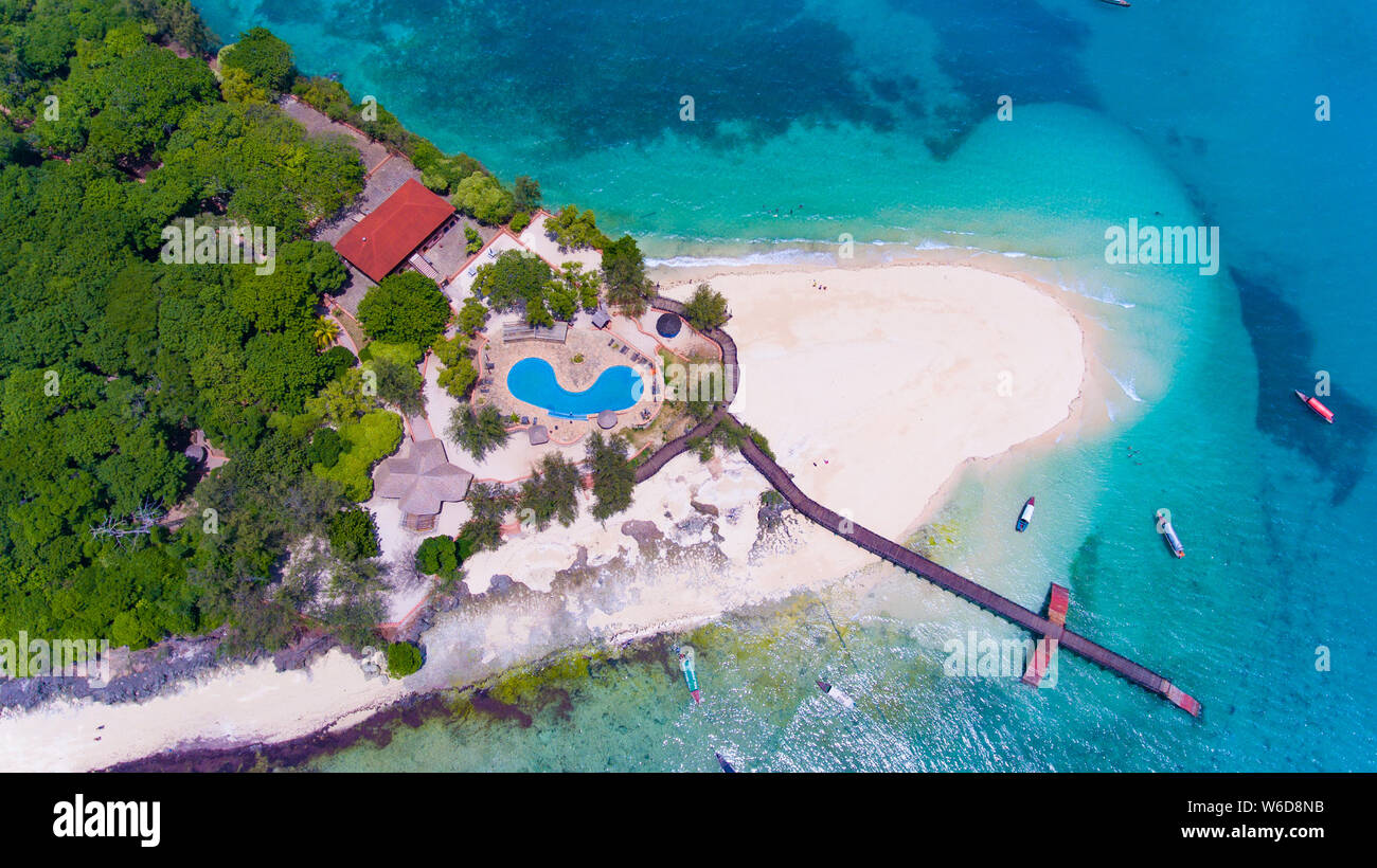 Zanzibar Prison island aerial view Stock Photo