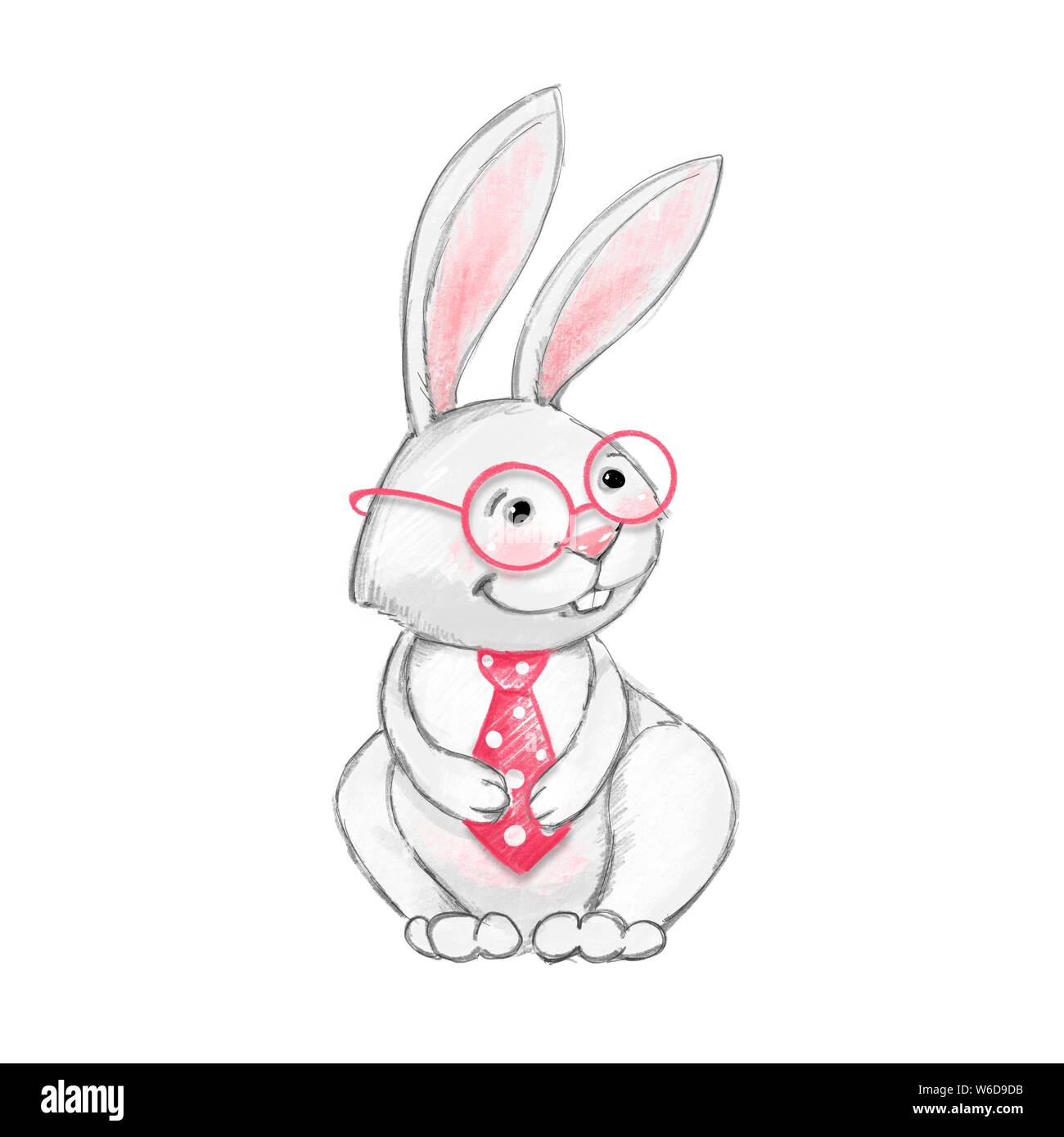 Cute rabbit with glasses. Cartoon bunny Stock Photo