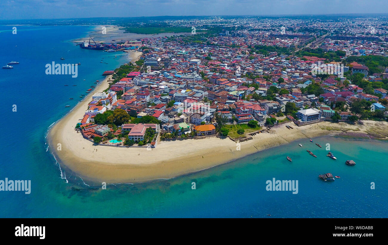 Zanzibar Stone Town aerial view Stock Photo
