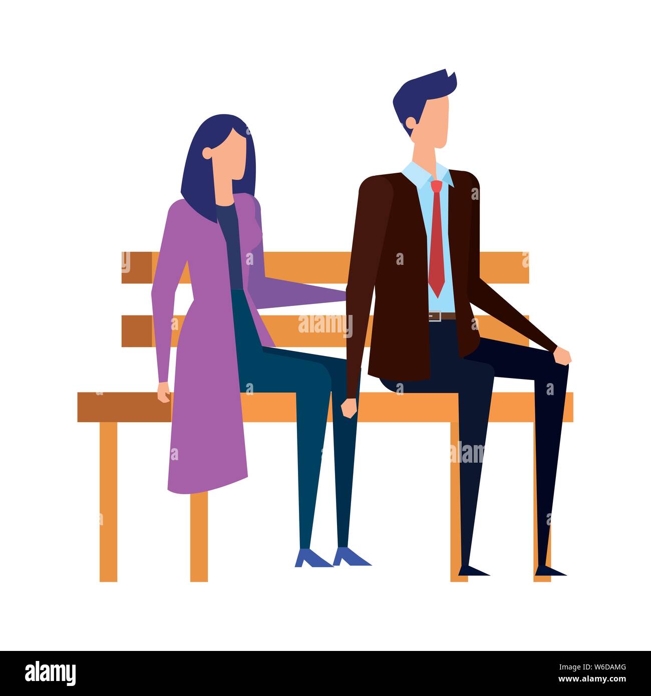 elegant business couple seated in the park chair Stock Vector Image ...