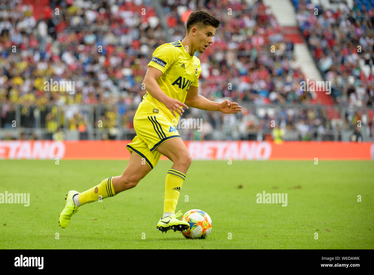 Munich, Germany. 31st July, 2019. Football: test matches, Audi Cup in the Allianz Arena, match for third place: Real Madrid - Fenerbahce Istanbul. Ferdi Kadioglu of Istanbul plays the ball. Credit: Matthias Balk/dpa/Alamy Live News Stock Photo