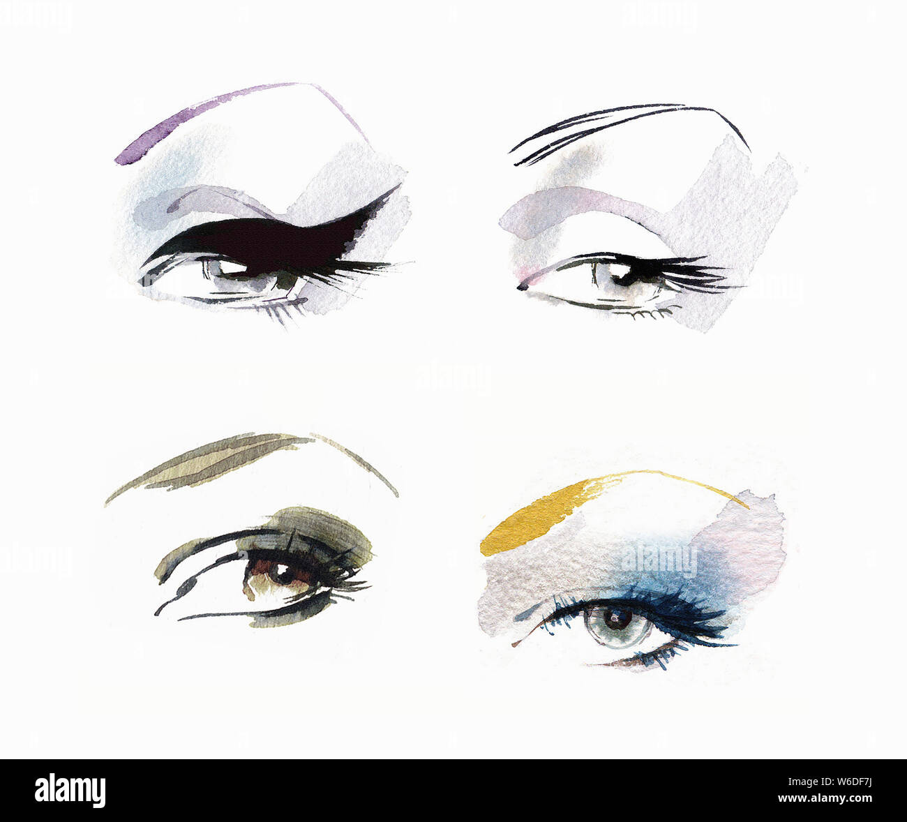 Close up of eyes wearing different eye makeup Stock Photo