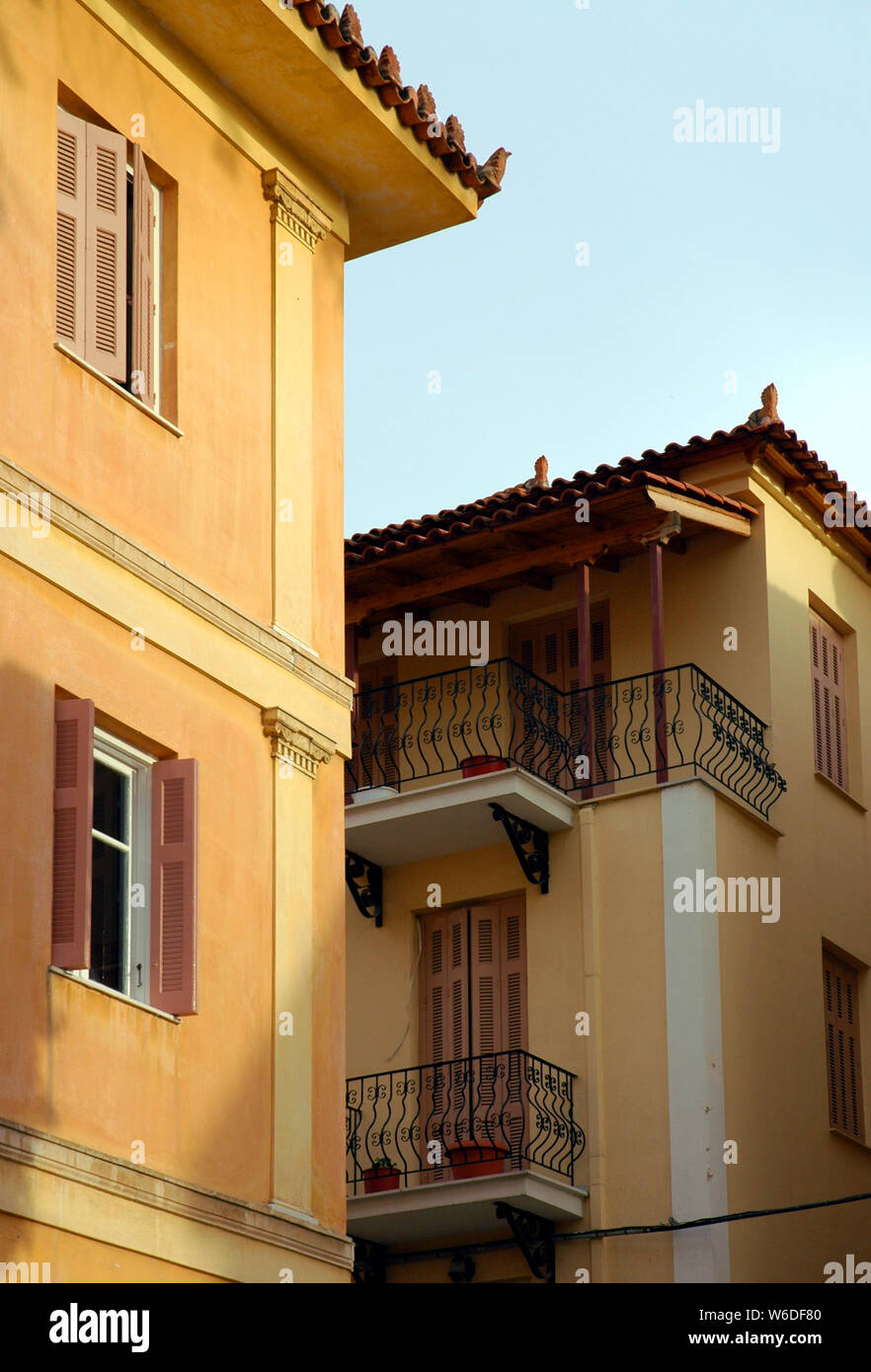 Houses in Nafplio. Nafplio is an old town in Peloponnese Greece. These