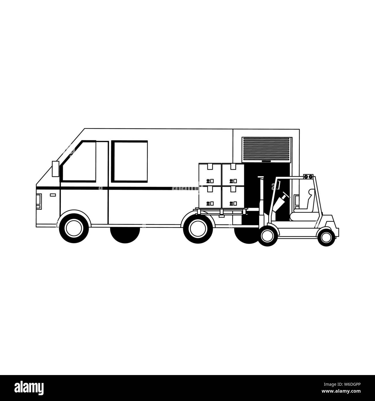wallpapers Delivery Truck Cartoon Black And White alamy