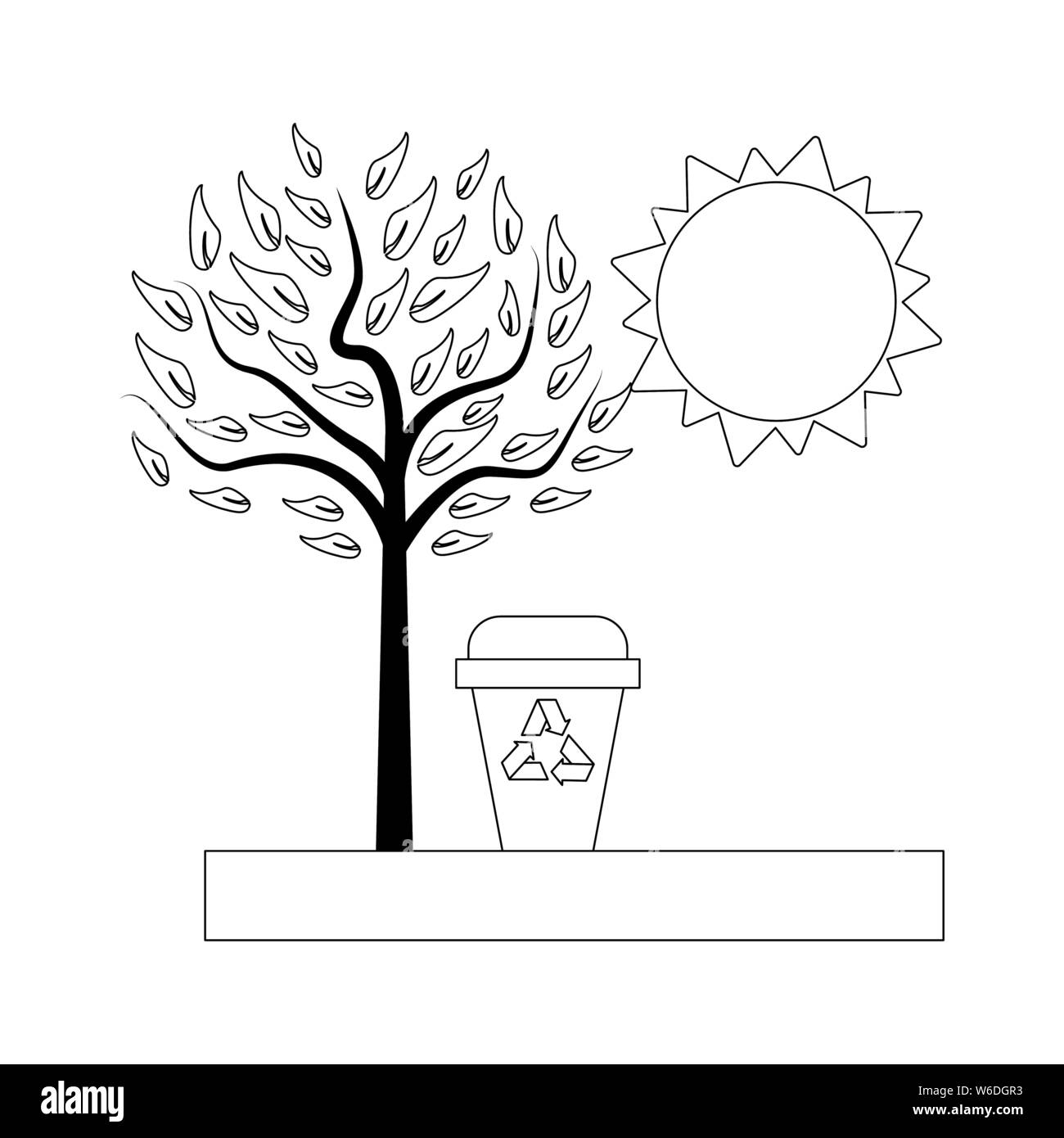 ecology nature environment save cartoon in black and white Stock Vector  Image & Art - Alamy