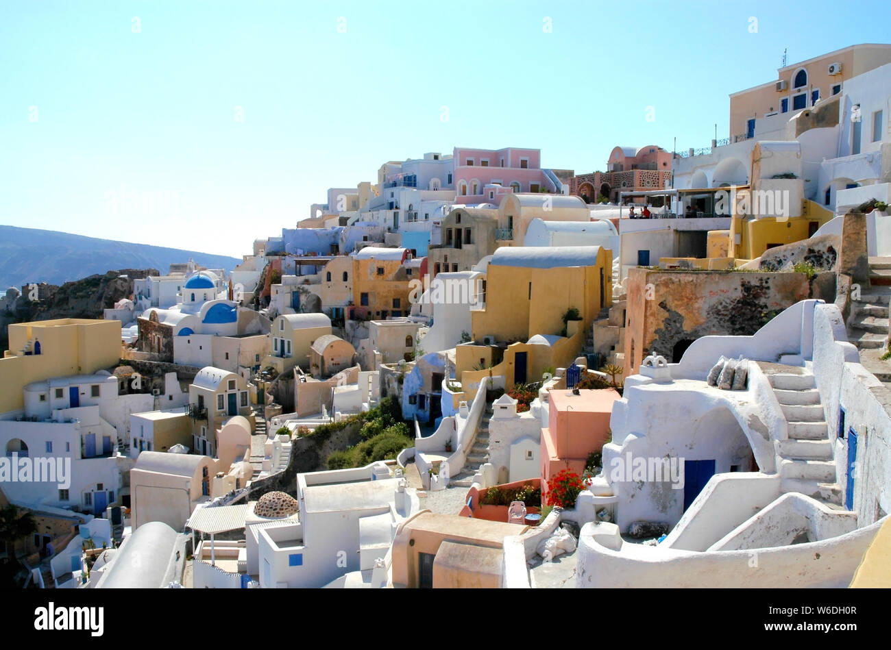 Oia, Santorini, Greece with colorful traditional houses. Santorini is ...