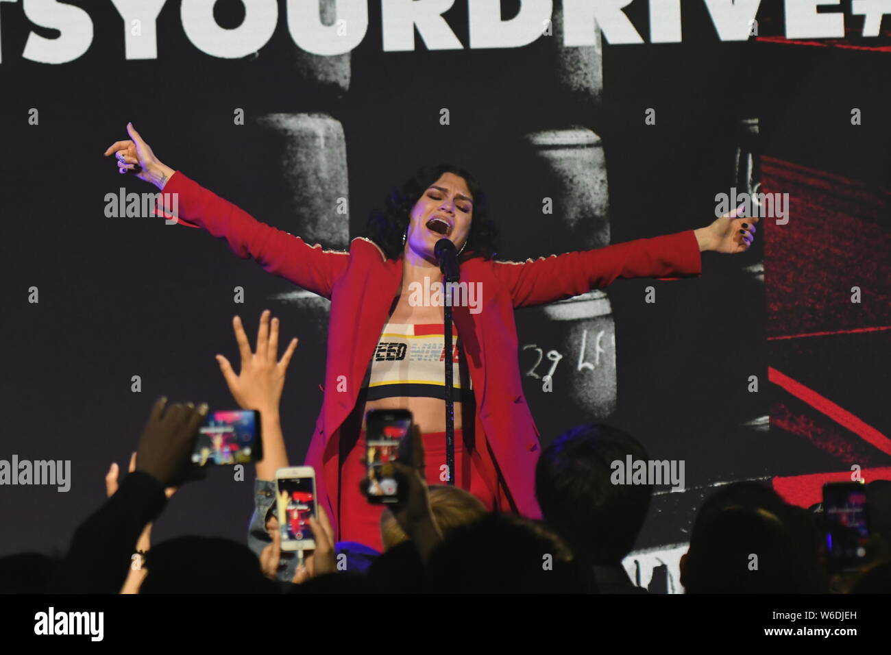 English singer Jessie J performs at a promotional event by fashion brand Tommy  Hilfiger in Shanghai, China, 11 April 2018 Stock Photo - Alamy