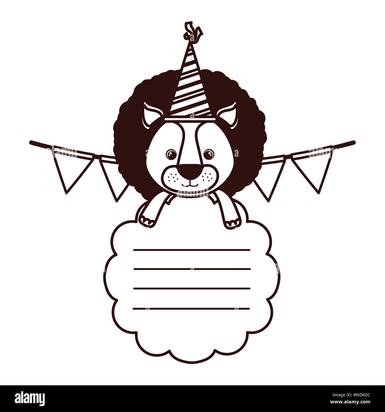 birthday card and lion with hat party Stock Vector Image &amp; Art - Alamy
