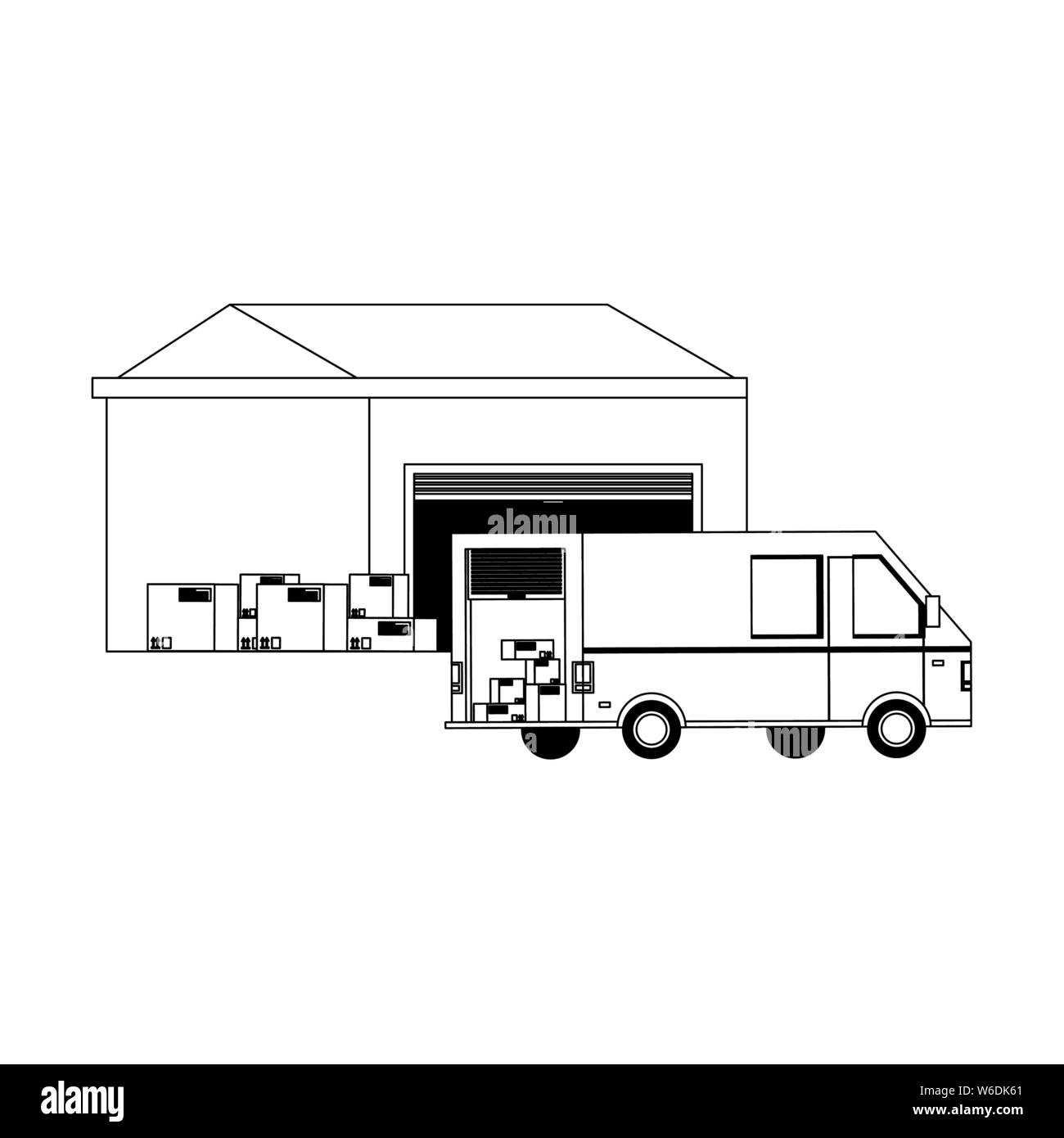 images Delivery Truck Cartoon Black And White alamy