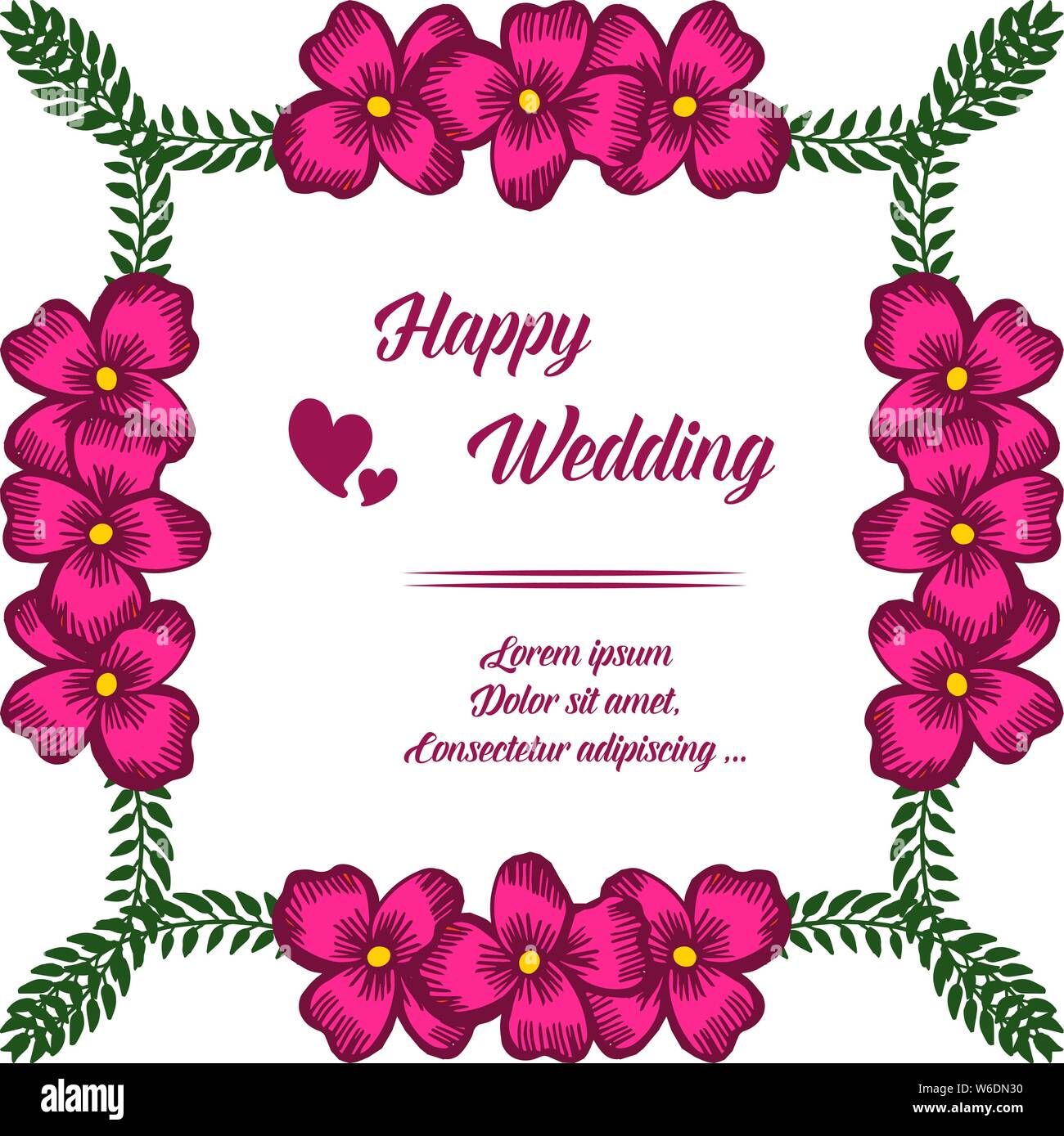Wallpaper of card happy wedding, element design red flower frame ...