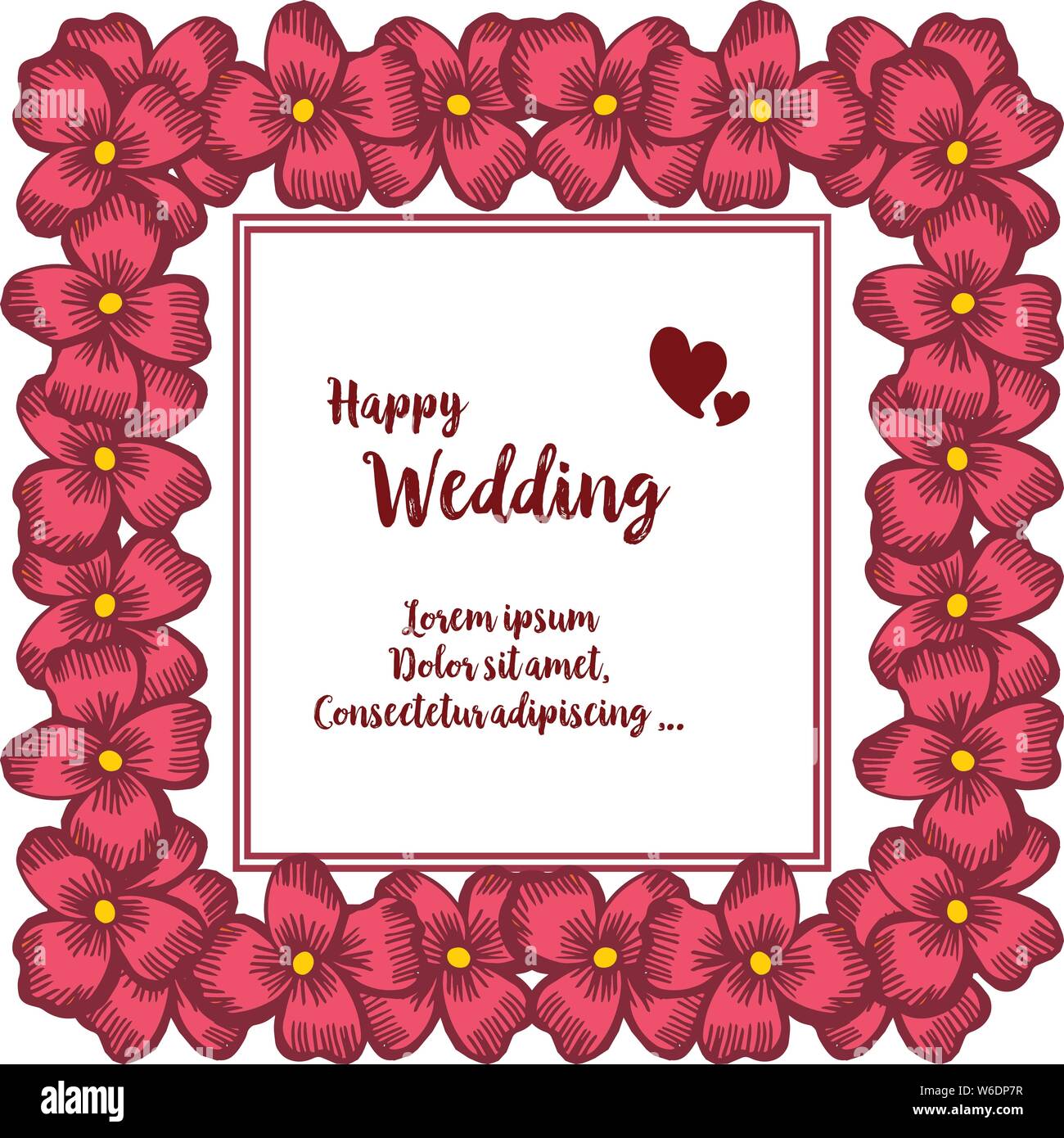 Wallpaper of card happy wedding, element design red flower frame. Vector  illustration Stock Vector Image & Art - Alamy