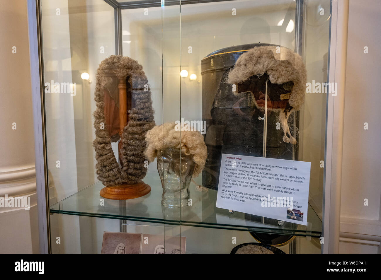 Melbourne, Australia - Various wigs worn by judges throughout history Stock Photo