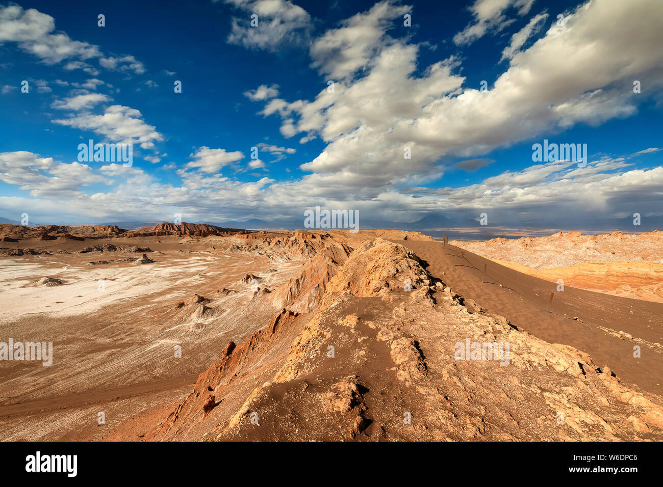 Extreme territory in Valle de la Luna. Moon landscape. Atacama desert 